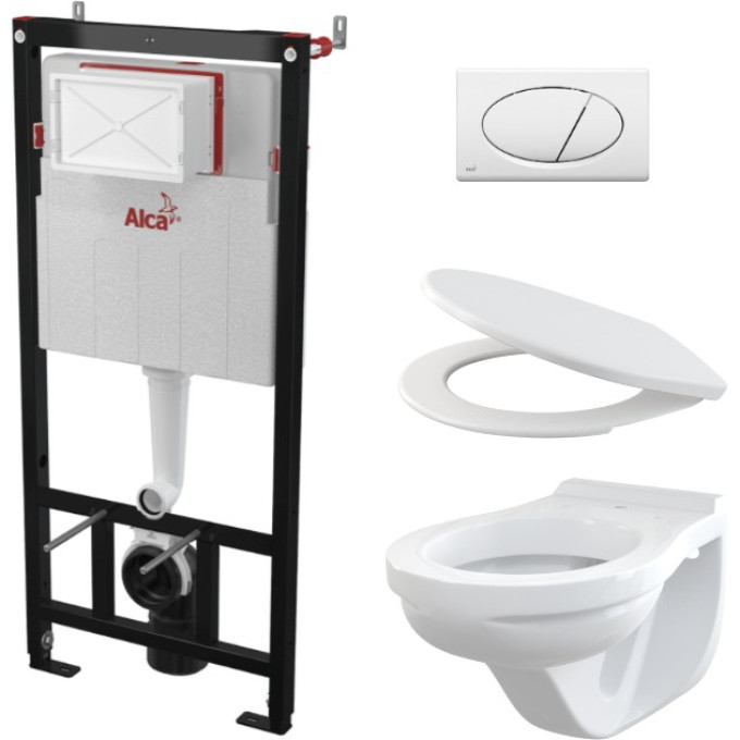 Набор инсталляции ALCAPLAST SET WC ALCA AM101/1120-3:1 RU M70-0 с белой кнопкой, с сиденьем CET WC ALCA_AM101-1120-3-1 RU M70-0001_A60