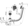 Сифон ALCAPLAST A564BLACK-100 для ванны, автомат, с напуском воды через перелив, черный матовый, длина 100 см, металл с покрытием